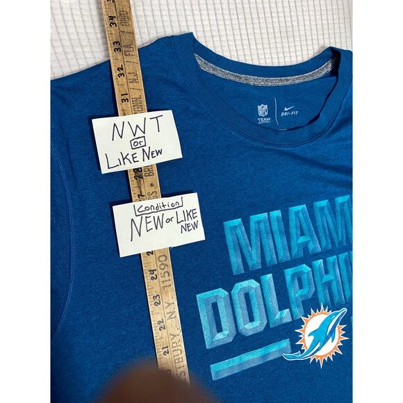 Miami Dolphins Nike Dri-Fit Blue Mens Size 3XL Football Short Sleeve Shirt NFL - Picture 4 of 10